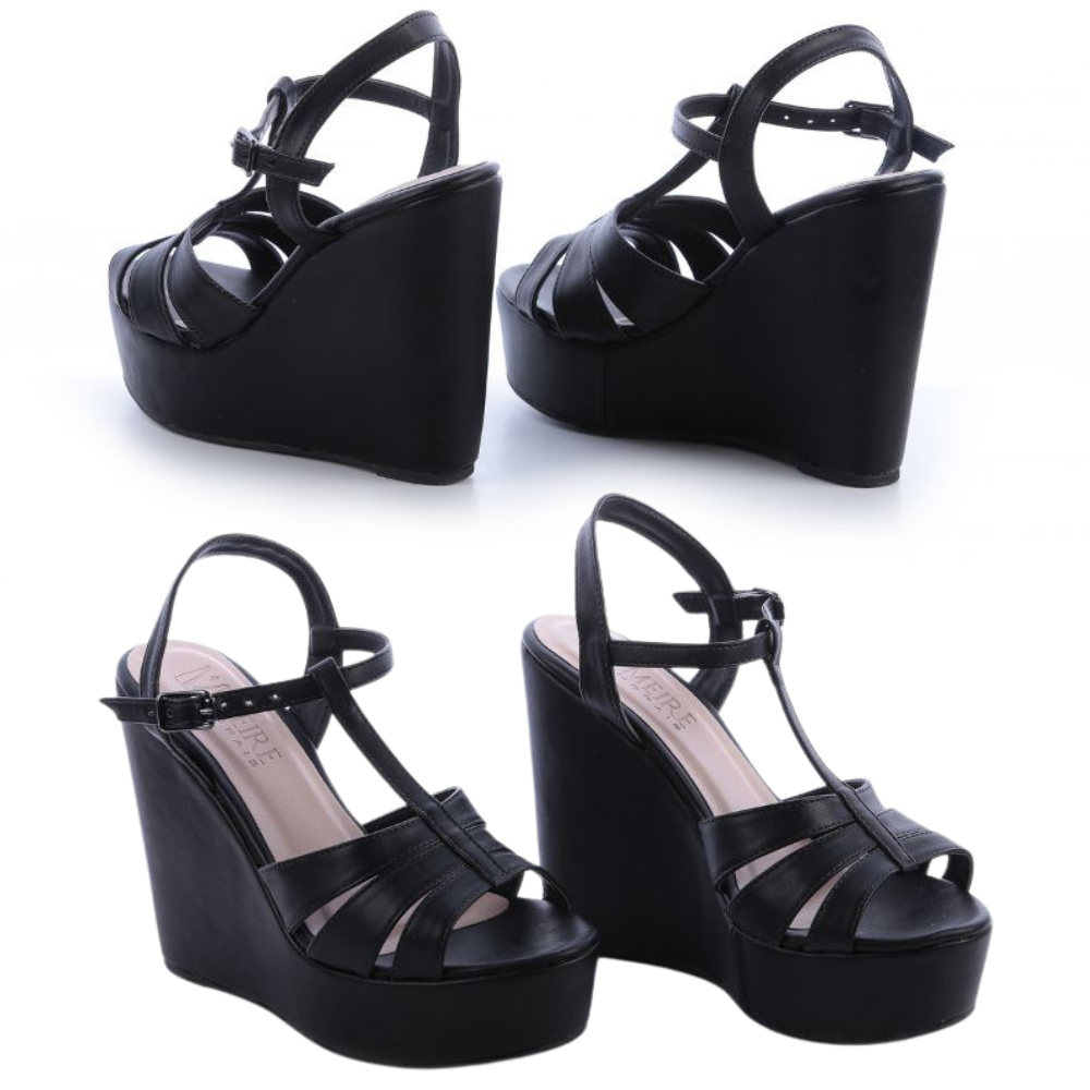 Sandália Anabela Paula com Tiras Cruzadas 11cm