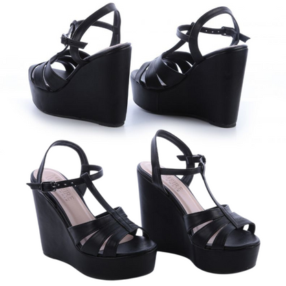 Sandália Anabela Paula com Tiras Cruzadas 11cm