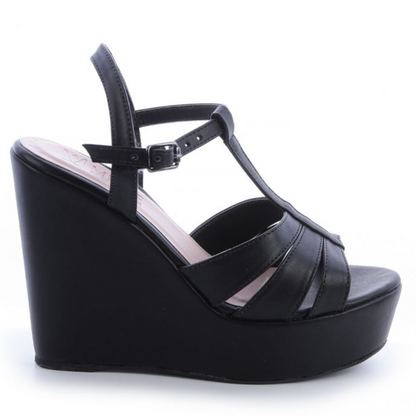 Sandália Anabela Paula com Tiras Cruzadas 11cm