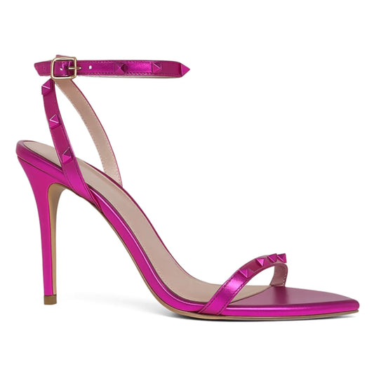 Sandália Bico Folha Pirâmide 10cm