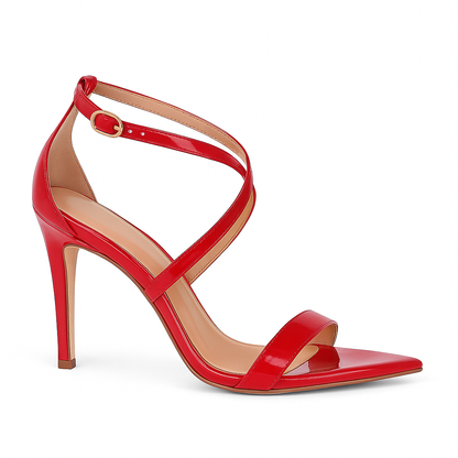 Sandália Folha X Salto Alto Tiras Finas