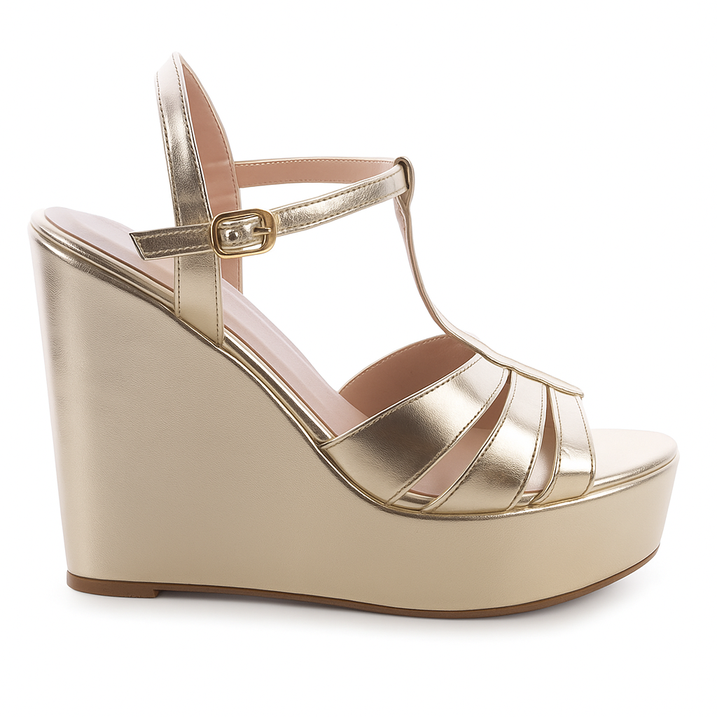 Sandália Anabela Paula com Tiras Cruzadas 11cm