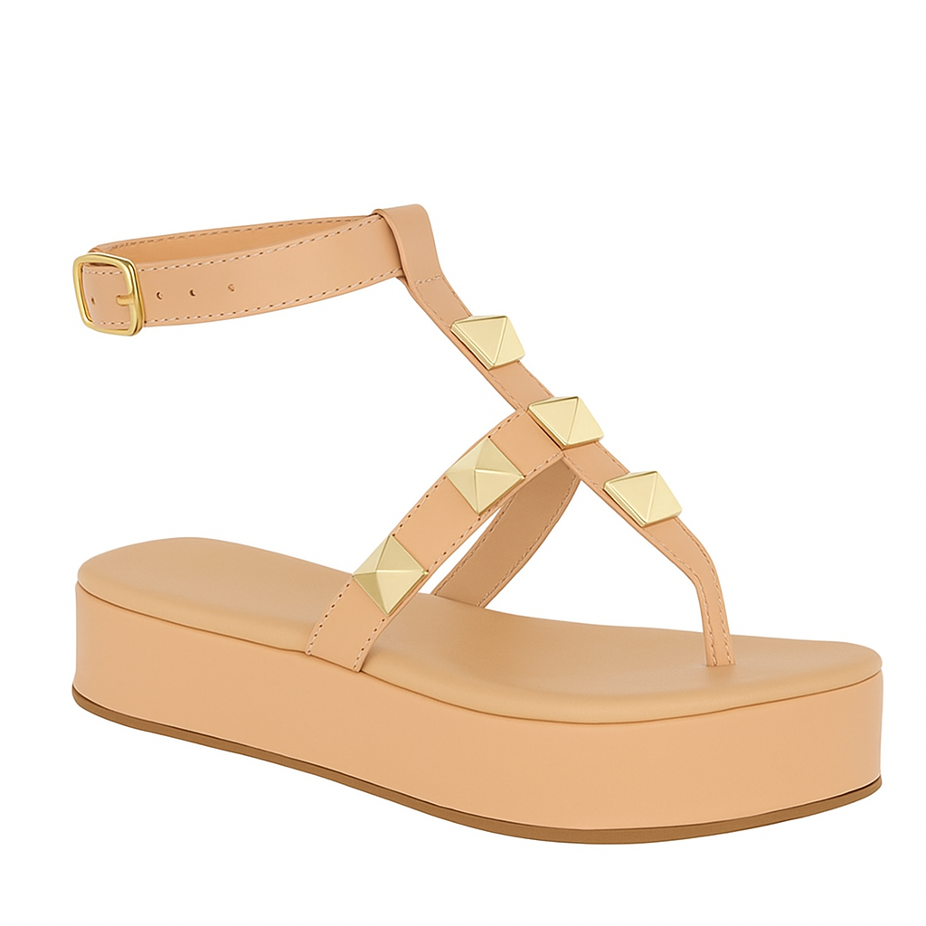 Flat Nina Aplicações de Pirâmide Salto Baixo