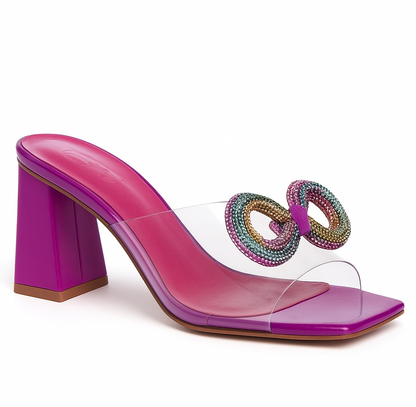 Tamanco Rebeca Metalizada Strass