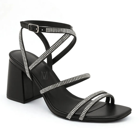 Sandália Cristal Salto Bloco